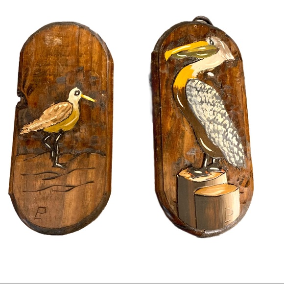 2 Piece Rustic Carved Wood Bird Wall Art - Picture 10 of 10